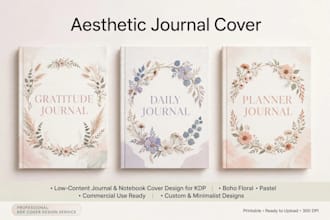 design aesthetic low content journal notebook kdp cover