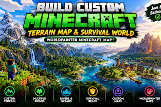 build custom minecraft terrain map and survival world worldpainter minecraft map