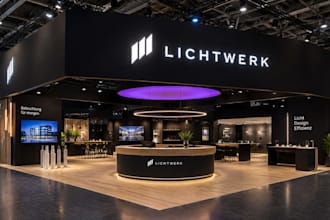design modern trade show booth, exhibition stand, backdrop and booth graphics
