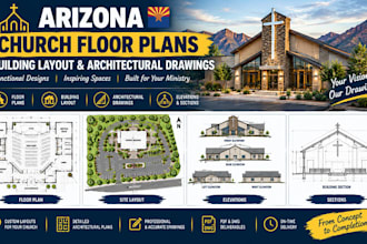 create arizona church floor plans, building layout and architectural drawings