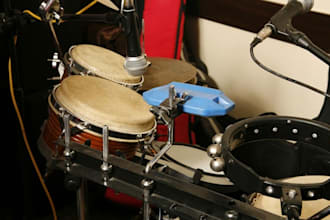 record live drums, percussion, congas, bongos and cajon for your song