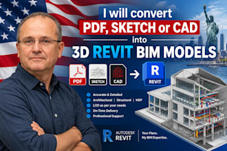 convert PDF, sketch or cad into 3d revit bim models