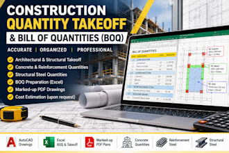 do concrete and rebar quantity takeoff and prepare excel boq