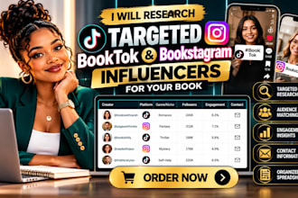 research targeted booktok and bookstagram influencers for your book