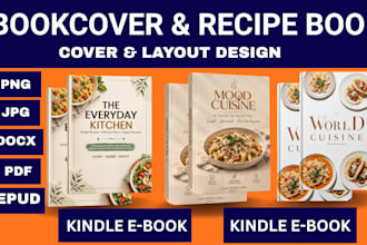 design a professional cookbook cover and recipe book layout