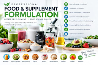 be your food scientist for food, supplement formulation and food science tasks