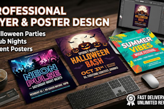 design a halloween party flyer, club night flyer or event