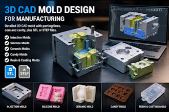 design 3d cad mold, injection, ceramic silicone and candy mold for manufacturing