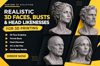 sculpt realistic 3d faces, 3d busts, and 3d head likenesses for 3d printing