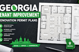 draw georgia tenant improvement floor plans and renovation permit plans