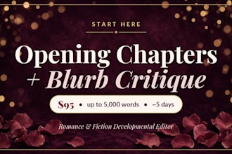 critique your romance opening chapters and book blurb