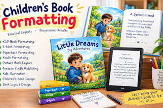children formatting for amazon kindle or paperback formatting, book editing