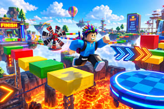 create an epic roblox obby map, custom obstacle course, parkour and tower game