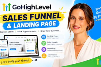 build gohighlevel sales funnel, ghl landing page, ghl crm automation and funnels