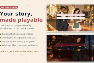 create your complete renpy visual novel game with script art and coding
