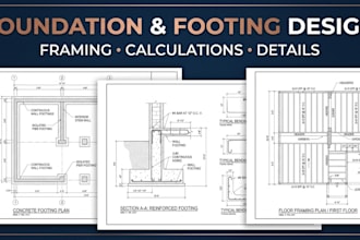 design california foundation design, footing calculations, framing seismic plans