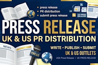 write press release publish PR distribution submit PR distribution UK US outlets