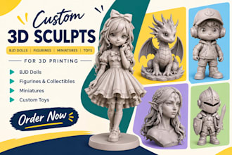 sculpt custom 3d bjd dolls, figurines, miniatures, and toys for 3d printing