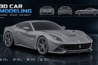 do 3d car modeling, 3d car parts, body kits, automotive design and 3d assembly