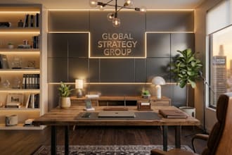 design office, custom zoom virtual background with logo