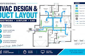 residential hvac design drawing, ductwork layouts, and manual j load calculation