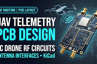 design uav telemetry pcb, rc drone rf circuits and antenna interface in kicad