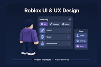 design and script custom roblox game UI, hud,menus,and shops