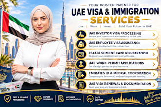assist with uae investor visa, establishment card and employee visa processing