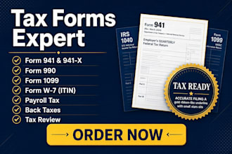 prepare form 941 941 x 990 1099 w7 payroll tax back taxes and tax review