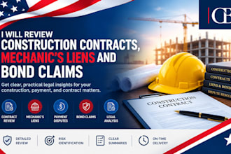 review construction, mechanic liens, payment disputes and bond claim document