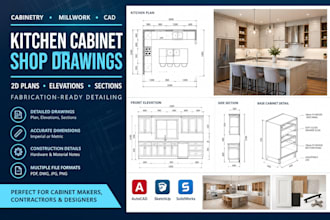 create detailed kitchen cabinet shop drawings for fabrication