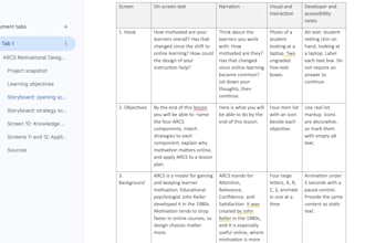 create an elearning storyboard