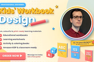 design children educational workbooks, learning worksheet, and activity books