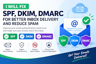 fix spf, dkim, dmarc for better inbox delivery and reduce spam