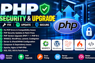fix PHP security issues, upgrade PHP, and fix compatibility errors