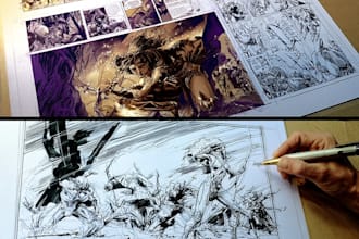 design a vibrant superhero comic cover and splash page art