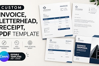design custom invoice, letterhead, receipt, PDF template