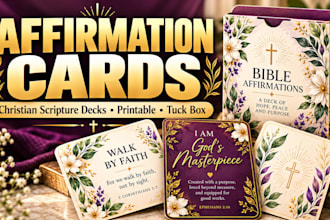 design custom affirmation cards christian scripture card deck printable tuck box