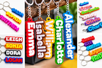 design custom 3d 3mf printable name and logo keychains