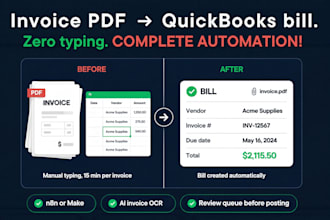 build n8n invoice automation that posts email pdfs into quickbooks as bills