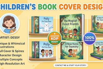 design children book cover amazon KDP kids book cover and storybook illustration