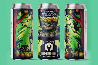 design beer can, energy drink or product label design