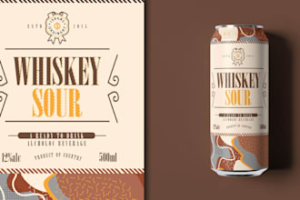 design premium can labels, bottle labels, beverage packaging