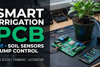 design smart irrigation pcb, soil moisture sensors, iot pump control, automation