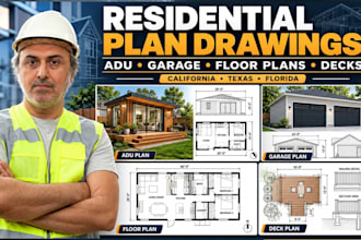 adu garage floor plans deck permit plan drawings design california texas florida
