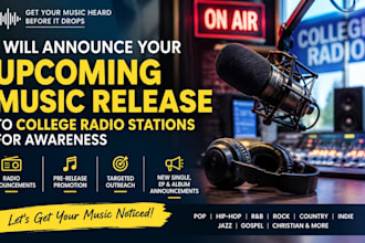 announce your upcoming music release to college radio stations for awareness