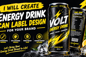 design an eye catching energy drink can label for your brand