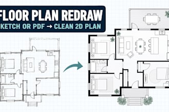 redraw real estate 2d floor plans from sketches or pdfs