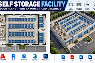 design self storage facility floor plans, unit layouts cad drawings