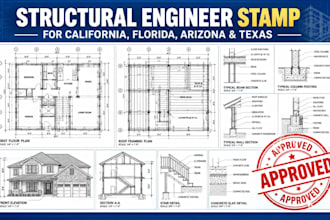 be california florida az tx structural engineer stamp drawings for city permit